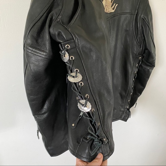 Motorcycle Jacket Chaps Black Leather Flame Snake - Picture 4 of 16